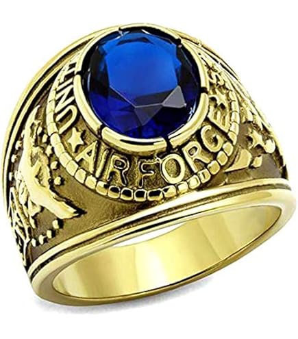 US Air Force Ring - (Stainless Steel w/Blue Stone) USAF Military